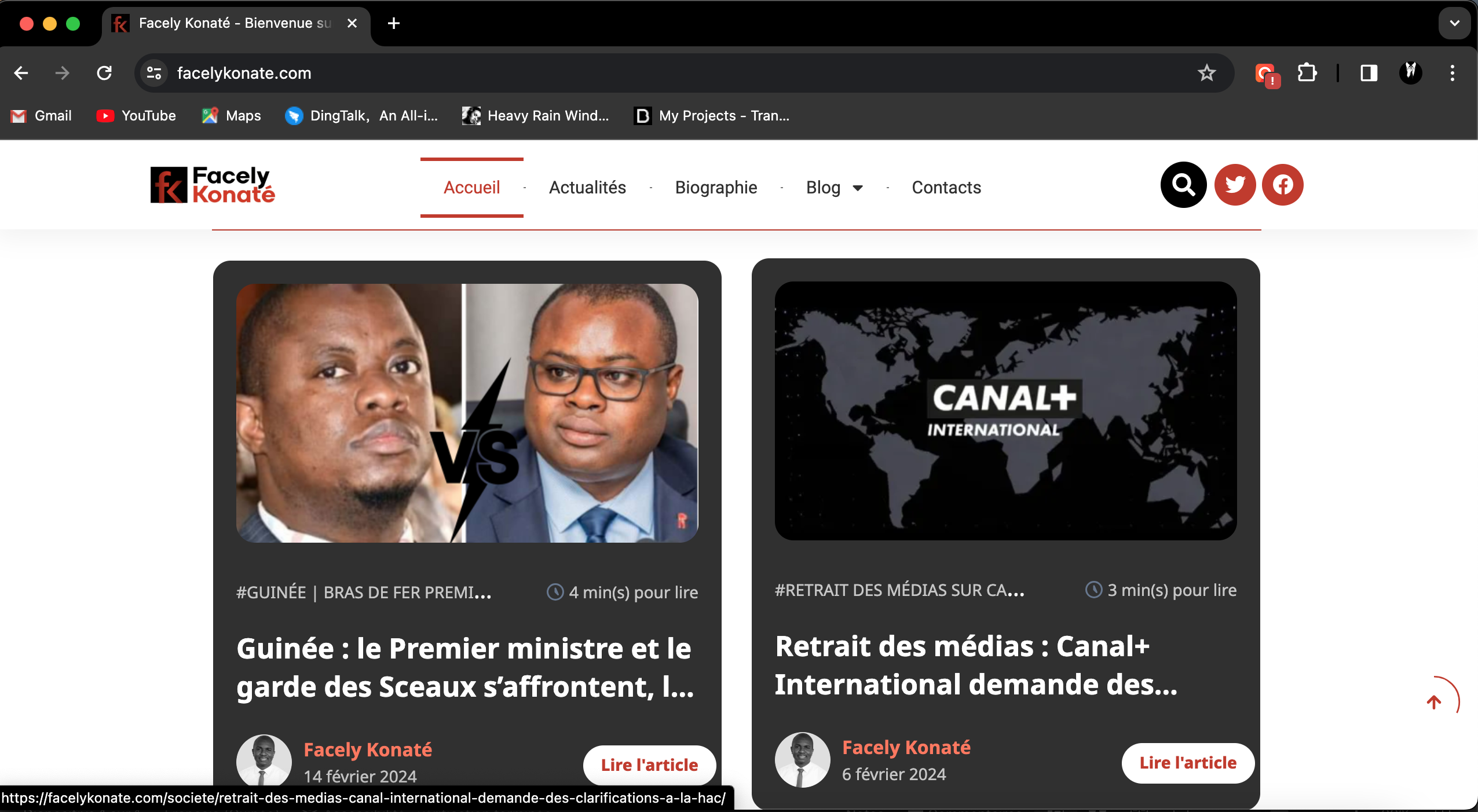 Facely Konate - Journaliste Guineen, site web fait par Nekomat, agence informatique en Guinee Conakry